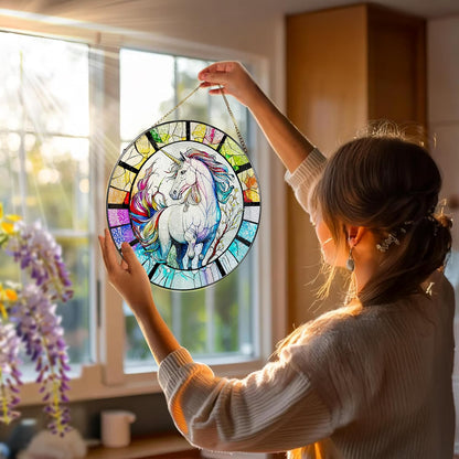 Stained Glass Window Hanging, Stained Glass Suncatcher, Unicorn Sun Catcher, Window Decor, Unicorn