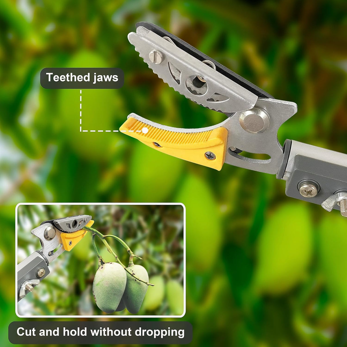 Telescopic Tree Trimmer 4.5-10 FT with 3 Section Length Adjustable, Cut and Hold Pruner, Pole Saw