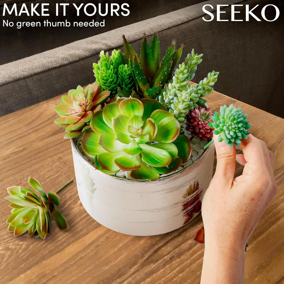 SEEKO Succulents Artificial Plants (28 Pack) - Artificial Succulents Unpotted - Premium Faux Plants