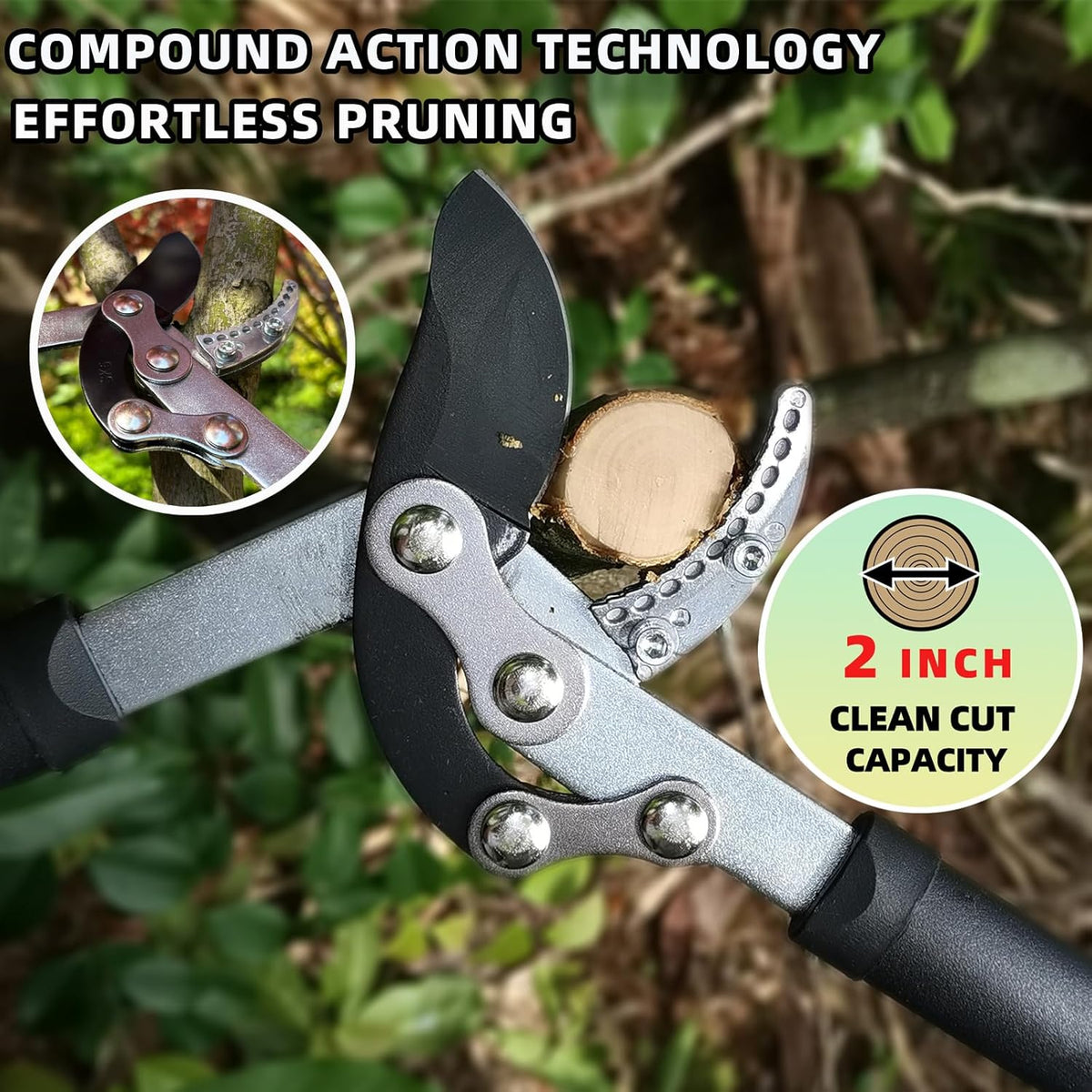 Loppers for Tree Trimming, Heavy Duty Branch Cutter Tree Clippers with Compound Action, Chops Thick