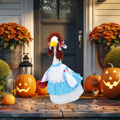 Abbylike Halloween Porch Goose Outfits Blue and White Gingham Wizard Dress Costume Porch Yard Goose