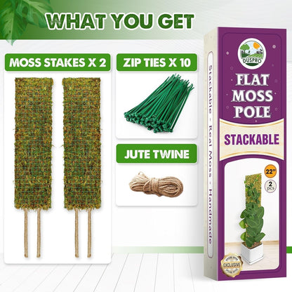 DUSPRO Flat Mesh Moss Poles for Climbing Plants Monstera Stackable Moss Pole for Plants with Real