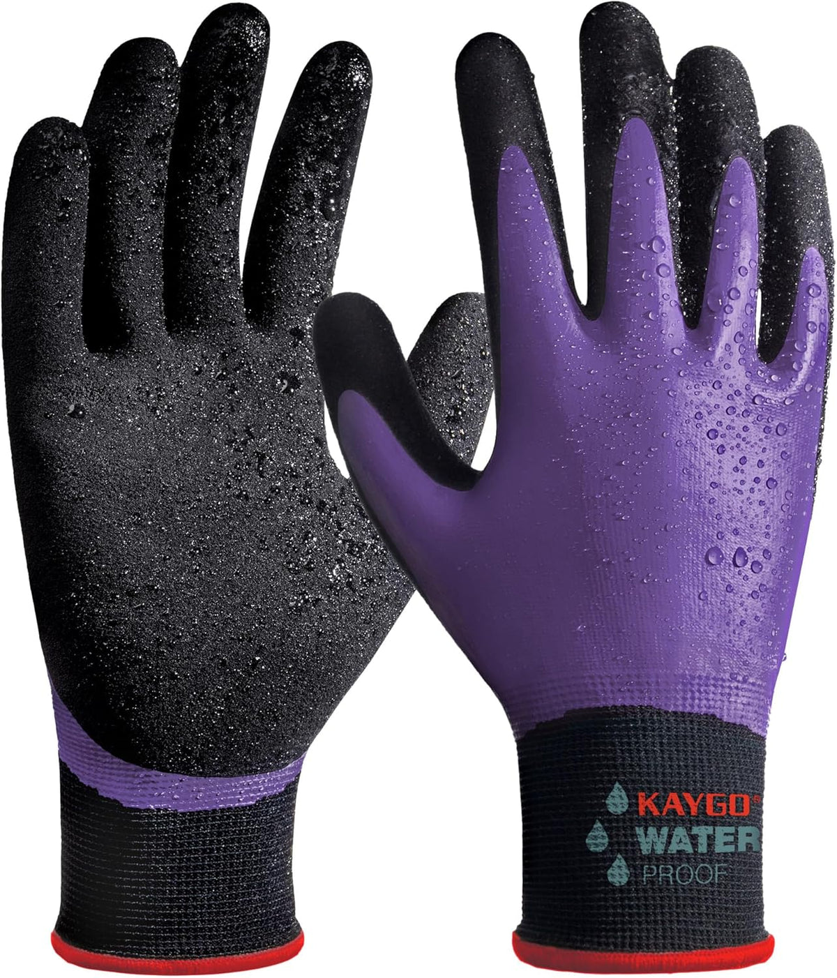 KAYGO Waterproof Work Gloves for Men and Women, Rubber Coated Non-slip Working Gloves for Garden