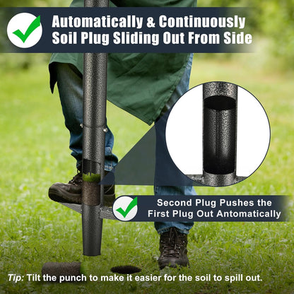Bulb Planter Tool, 33.5 inch Long Handle Garden Sod Plugger to Dig Hole, Heavy Duty Metal Garden
