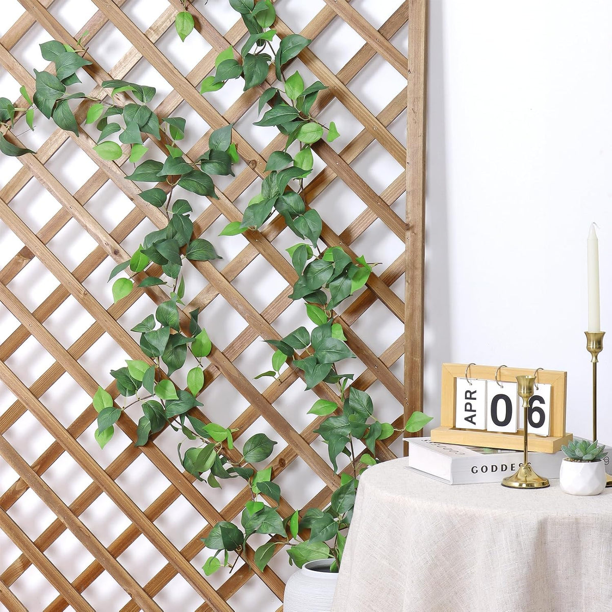 Dremisland 4 Strands Artificial Scindaps Vines Garland 6.7ft Fake Vines Ivy Garland Silk Green