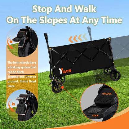 Collapsible Wagon Cart with Wheels Foldable, Folding Wagons Carts with All Terrain Wheels, Large