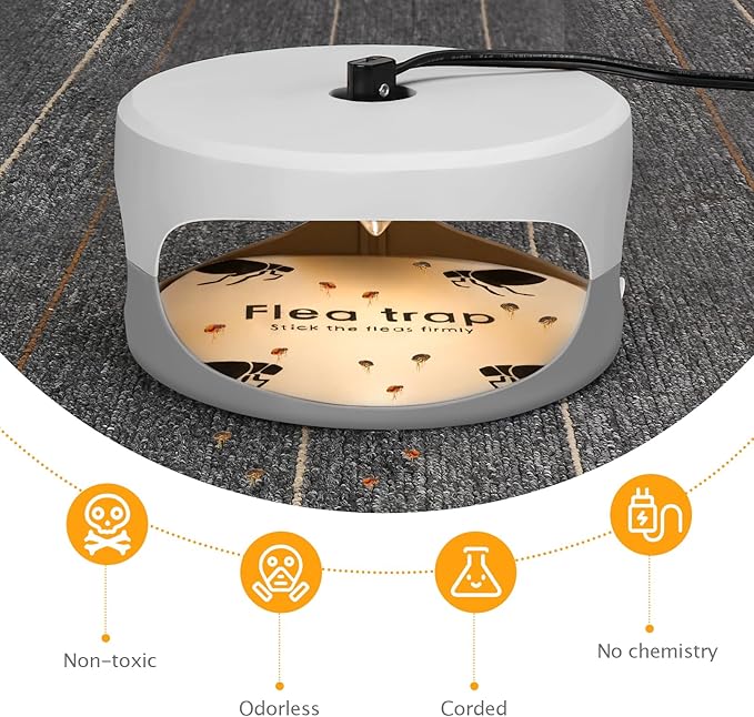 Flea Traps for Inside Your Home 2 Packs, Flea Light Trap for Indoor, Bed Bug Killer with Sticky