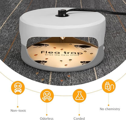Flea Traps for Inside Your Home 2 Packs, Flea Light Trap for Indoor, Bed Bug Killer with Sticky
