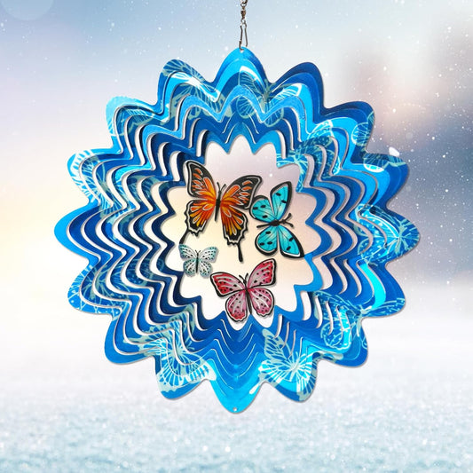 Butterfly Wind Spinner - 12inch Laser-Cut Stainless Steel Wind Spinners | 3D Kinetic Garden