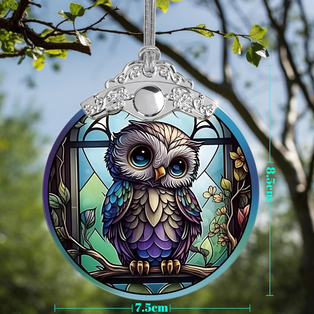 Owl Christmas Ornaments - Stained Glass Holiday Decorations, Tree Ornaments, Xmas Gifts for Owl