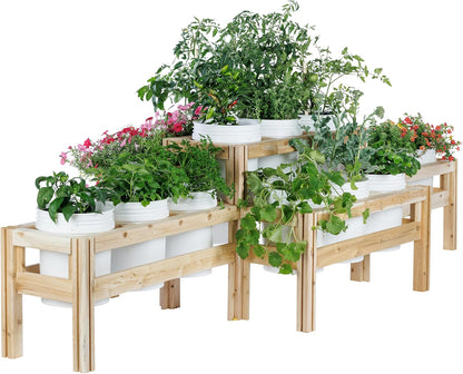 Greenes Fence Two-Tiers Fifteen Bucket Elevated Cedar Wood Garden Frame, 125 in. x 43 in. x 30 in.