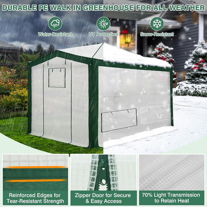 EAGLE PEAK 12x8 Portable Walk in Greenhouse with Polyester Reinforced Corners, Instant Pop up