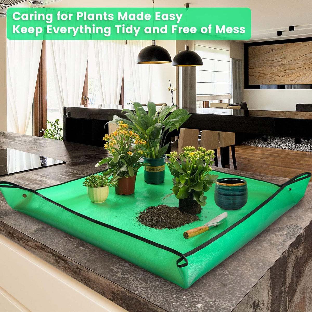 Extra Large Waterproof Potting Mat for Indoor Plant Transplanting and Mess Control, Table Top