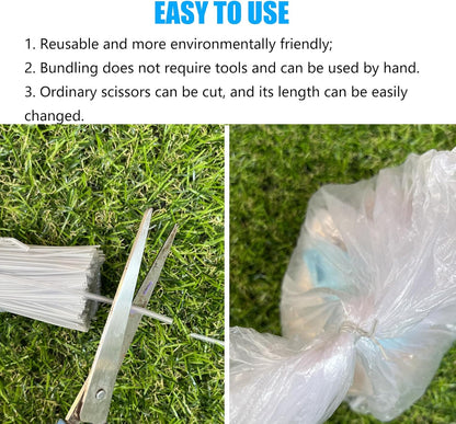 Plastic Clear 4" Twist Ties, Reusable Cable Ties,Long Garbage Bag Twist Ties, Trash Bag Coated