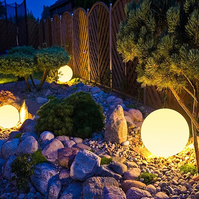 10-in Solar Globe Light Outdoor Waterproof, Dimmable Solar Balls for Garden w/Remote, Glowing Orb