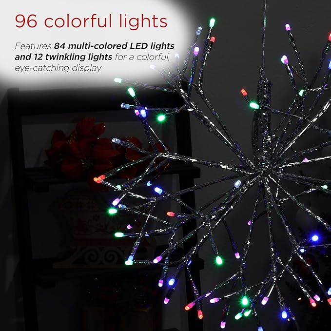 Alpine Corporation 16"H Indoor Holiday 3D Snowflake Hanging Ornament with LED Lights, Silver