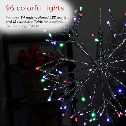 Alpine Corporation 16"H Indoor Holiday 3D Snowflake Hanging Ornament with LED Lights, Silver