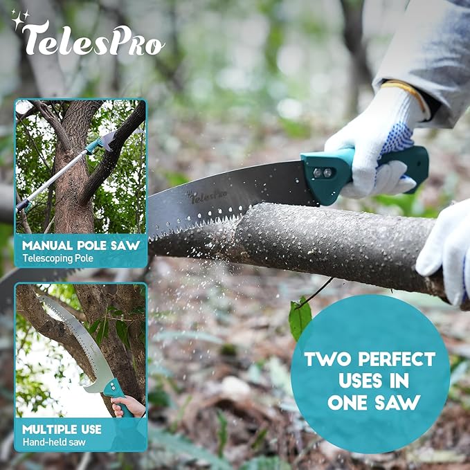 Multi-Purpose Handheld Pruning Saw - 16-Inch Blade, Compatible with Standard US Acme Thread Poles