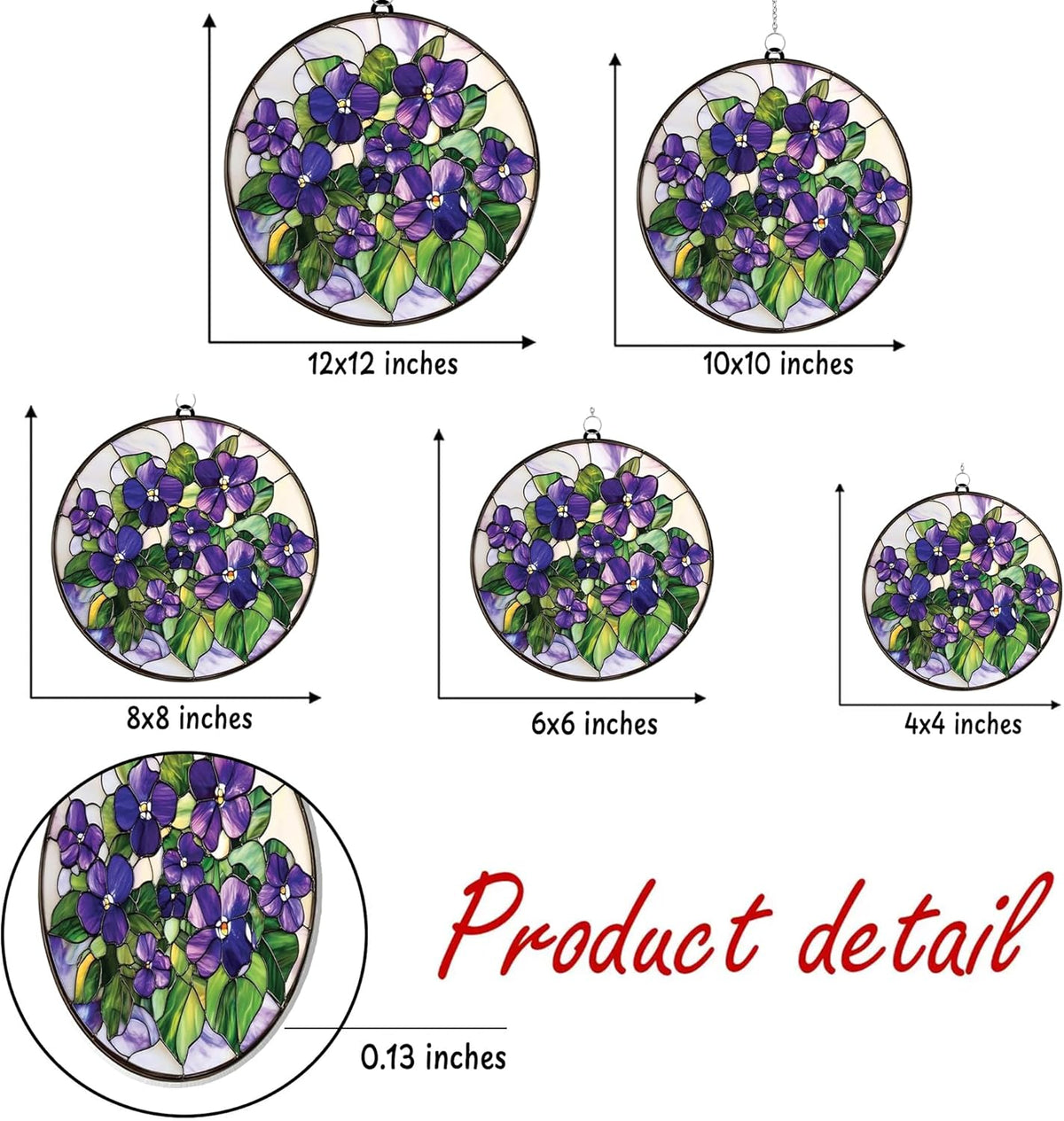 Violets Flower Acrylic Suncatcher Stained Glass Effect Window Car Hanging Christmas Ornament Indoor