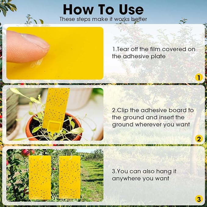 220 Pcs 7.9 x 4 Inch Sticky Traps for Plant Gnats Double Sided Sticky Traps with Twist Ties for