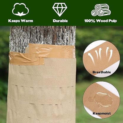 328 Ft Paper Tree Wrap for Damaged Bark, 3.15" Weather Resistant Tree Trunk Protectors Wraps to