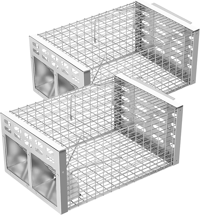 Rat Trap, Humane Live Rat Trap & Automatic Reset Mouse Traps with Dual One-Way Door Design –Catch