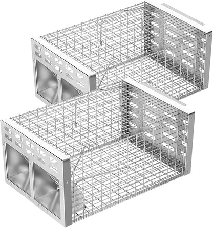 Rat Trap, Humane Live Rat Trap & Automatic Reset Mouse Traps with Dual One-Way Door Design –Catch