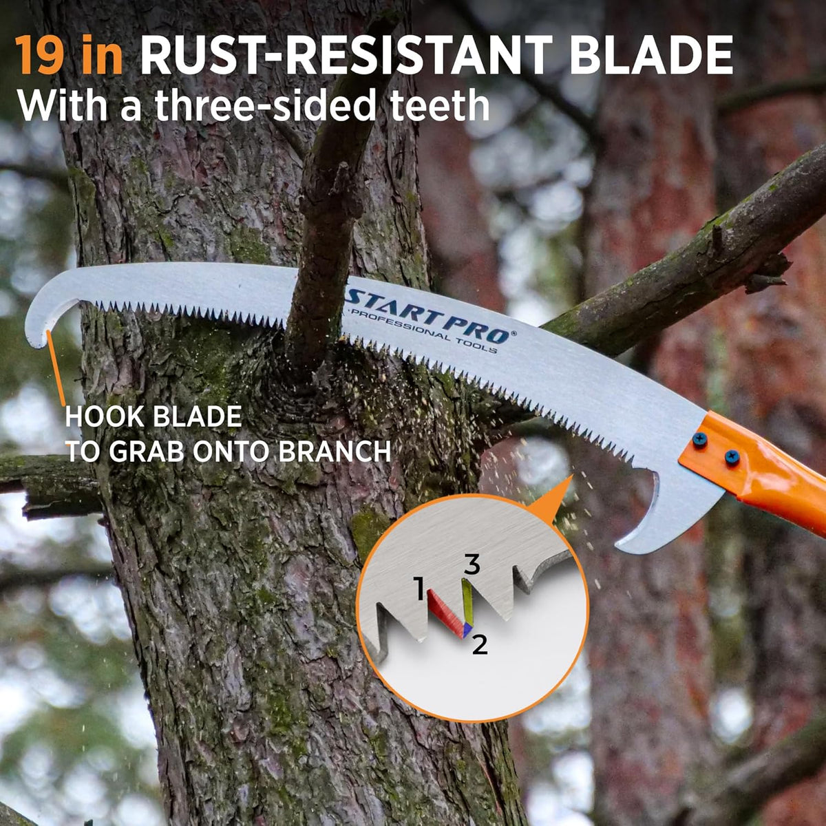 StartPro 18ft Tree Pruning Saw, Telescopic Manual Lightweight Extendable Pole Saw with Sharp