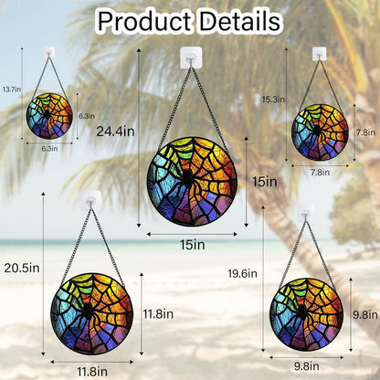 Stained Glass Suncatcher, Colorful Spider Sun Catcher Black Insect Stain Glass Window Hanging
