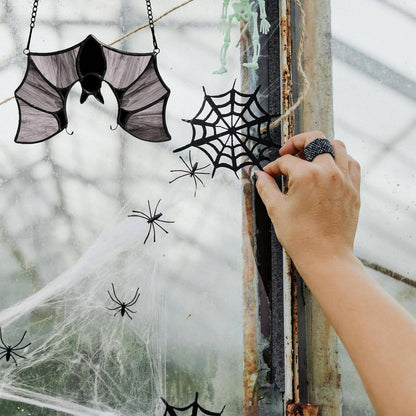 Stained Glass Bat Decor Window Hangings Ornament, Gothic Bat Suncatcher Halloween Decorations