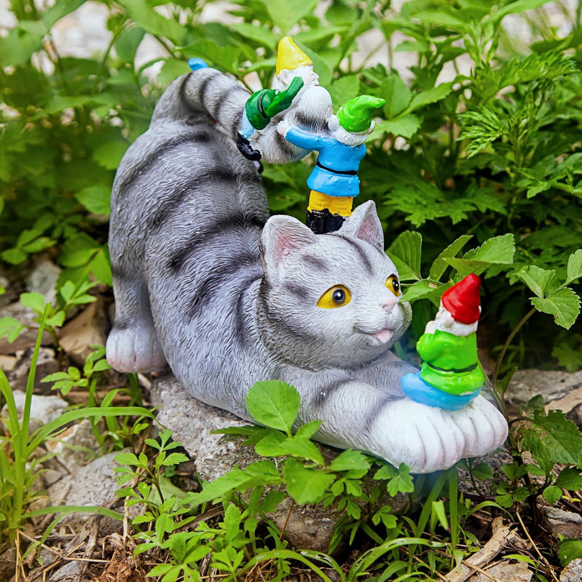 Cat Gnomes Garden Statues,Cat Sculpture Decorations Outdoor Lawn & Yard Figurine,for Women Mother