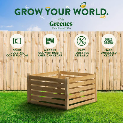 Greenes Fence Cedar Wood Composter, 23.25 Cu ft / 173.92 gallons - Made in USA with North American
