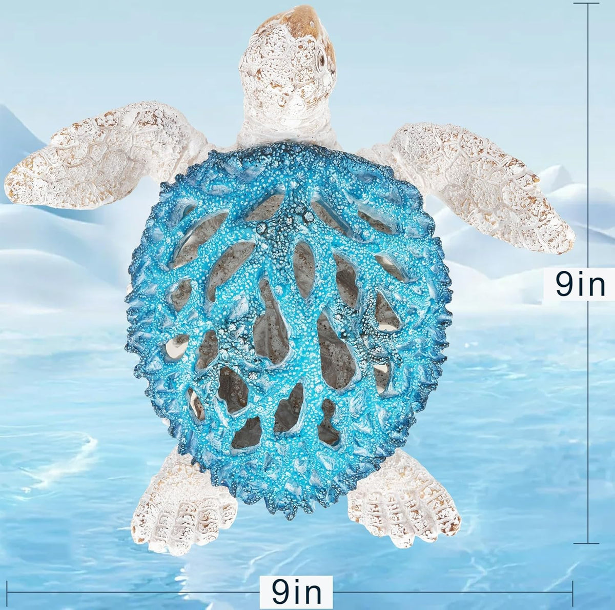 VVGIFTS Ocean Decor Sea Turtle Coral Reef Home Office Decor Sculpture Beach Coastal Tabletop Shelf