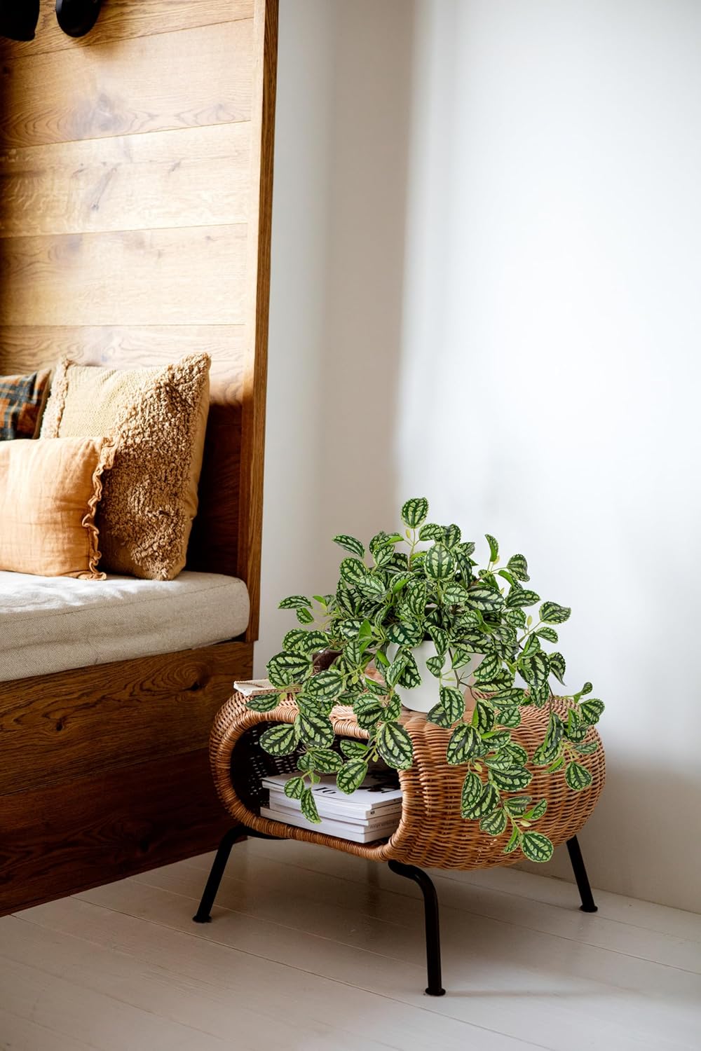 Briful Fake Plants Indoor Artificial Potted Silk Plants Faux Watermelon Peperomia Trailing Vine