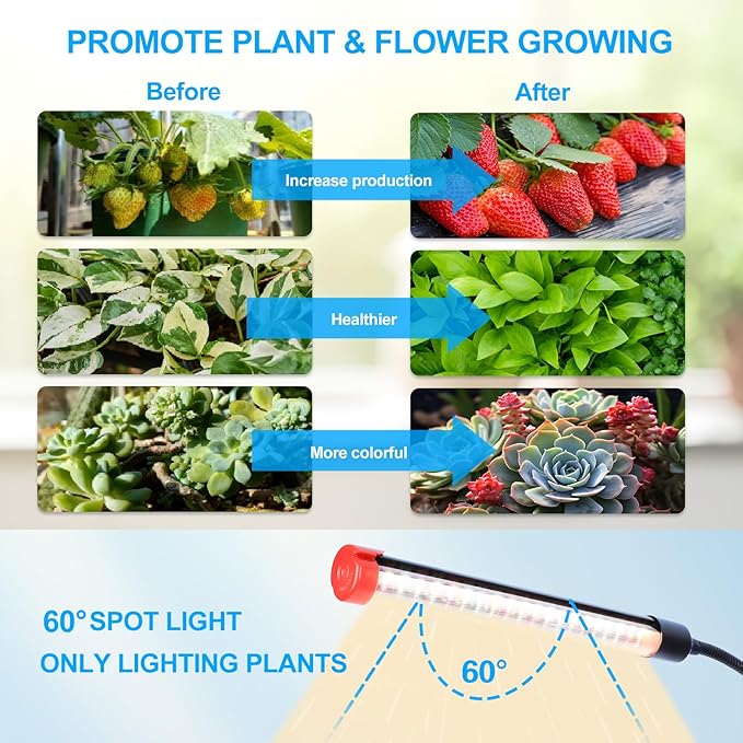 10-Head Grow Light with Stand and Timer, 90 Watt Power Home Plug LED Grow Lights for Indoor Plants