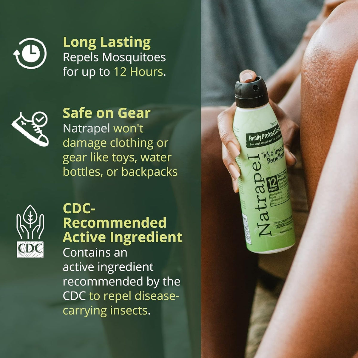 Natrapel Tick & Insect Repellent Eco-Spray - Bug Spray with 20% Picaridin - Family Protection