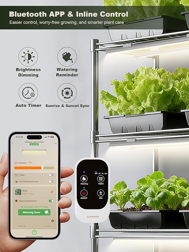 GLOWRIUM Smart Grow Lights for Indoor Plants with APP, 15" Full Spectrum Grow Light Strips, G6