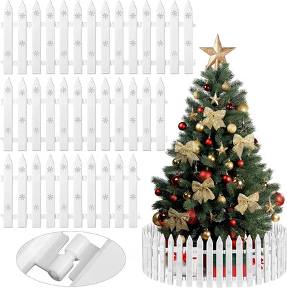 Aodaer 36-Piece Plastic Picket Fence - 12 Inch White Christmas Fence Border Tree Barrier for Party