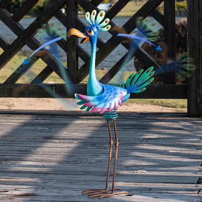 Natelf Large Peacock Statue Outdoor Metal Bird Decor Standing Metal Peacock, Garden Outdoor