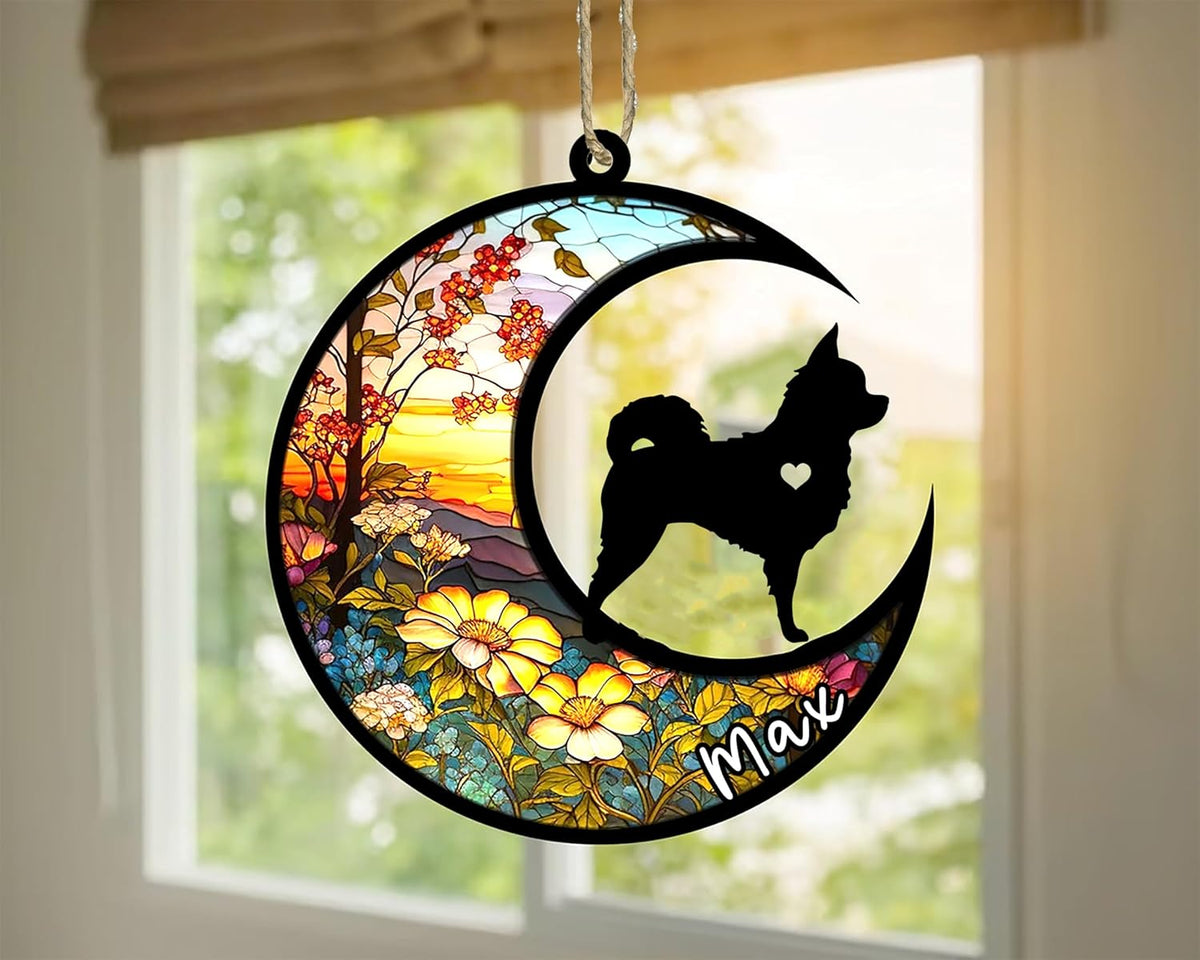 Personalized Dog Memorial, Custom Name Chihuahua Long Haired Dog Christmas Ornament with Name