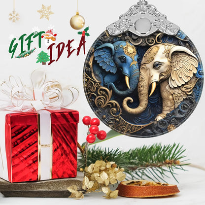 Christmas Ornament - Stained Glass Elephant - Home Decor - Holiday Present Ideas - Gift Exchange
