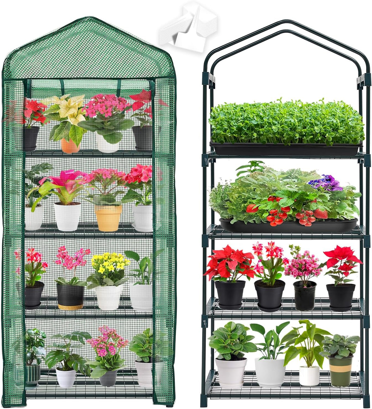 Mini Greenhouse for Indoor Outdoor,Plant Green House 4-Tier Rack Stand Portable Greenhouses with