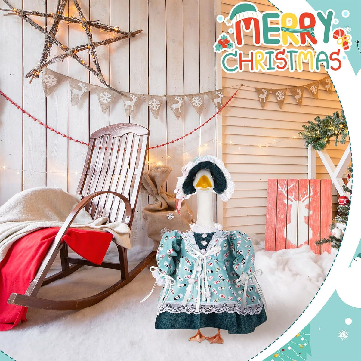Suzile Snowman Goose Outfit Winter Dresses Christmas Clothes for 23" High Cement or Plastic Porch