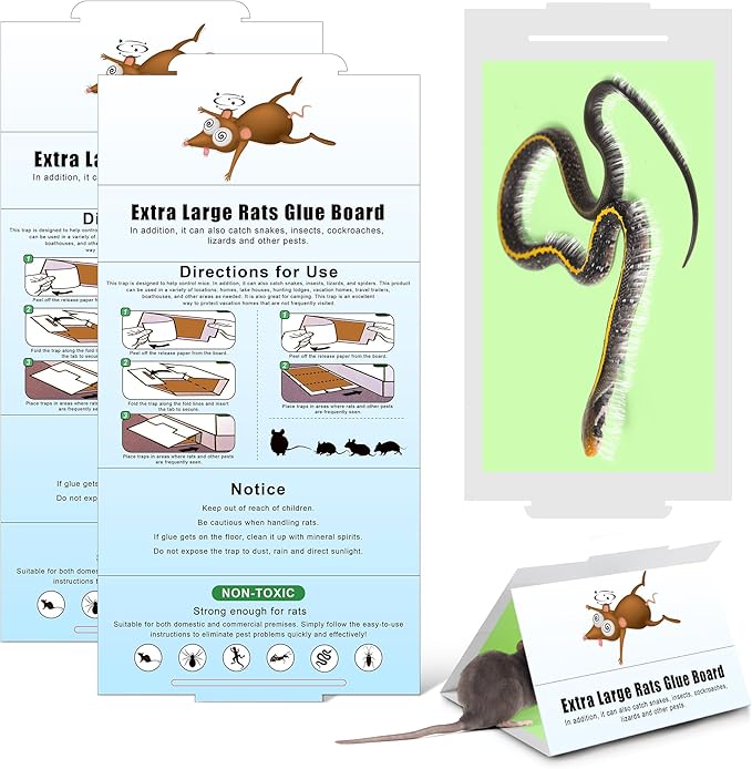 Qualirey 4 Pack Sticky Mouse Traps 8 x 14 Large Sticky Rat & Mouse Glue Boards for Inside Outside