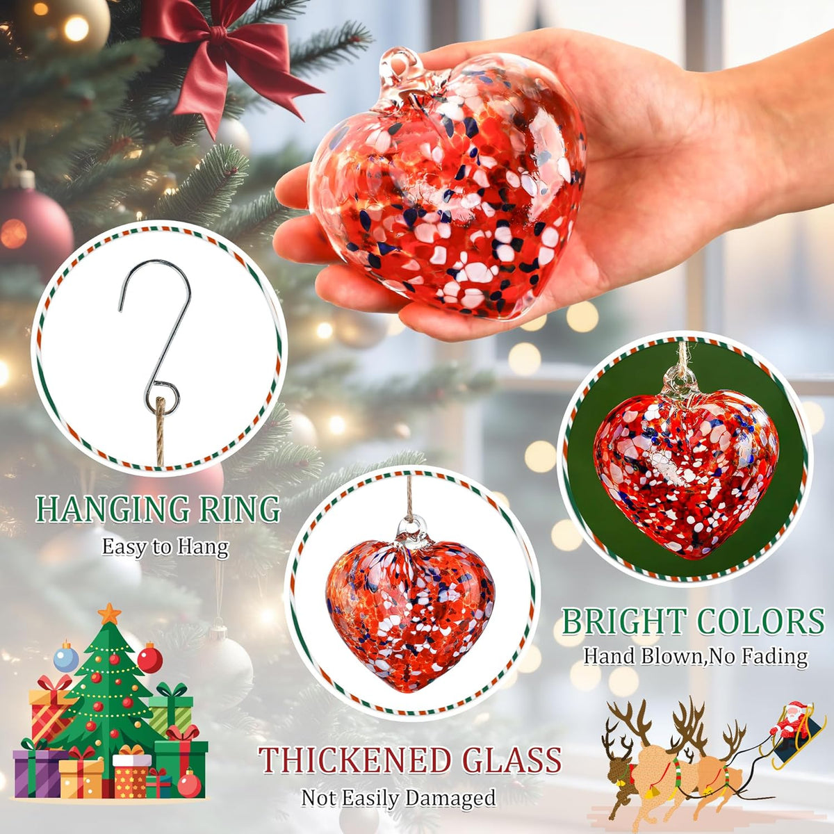 Hand Blown Glass Gazing Balls for Garden Love Heart Hanging Friendship Balls Christmas Ball