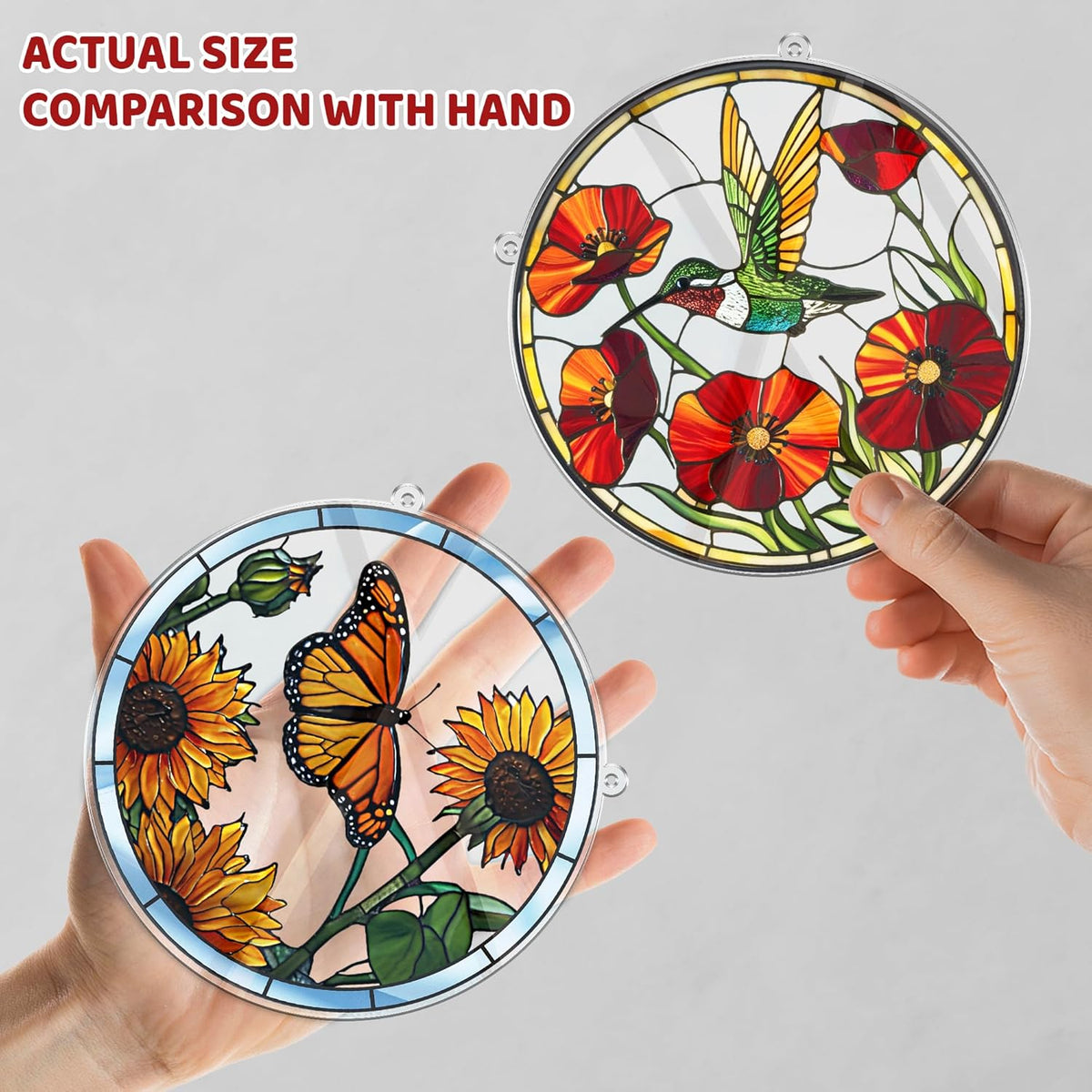 2 Hummingbird Butterfly Acrylic Suncatcher, Art Decor for Home, Suncatcher for Window Hanging
