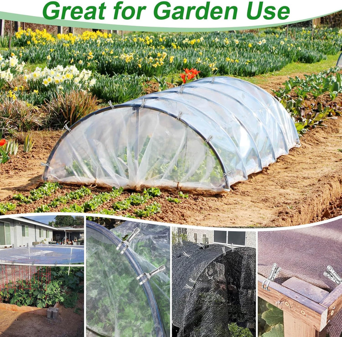 Upgrade Large Garden Clips, Stainless Steel Greenhouse Clamps for 3/4'', 1'', 2'' Pipes, Strong