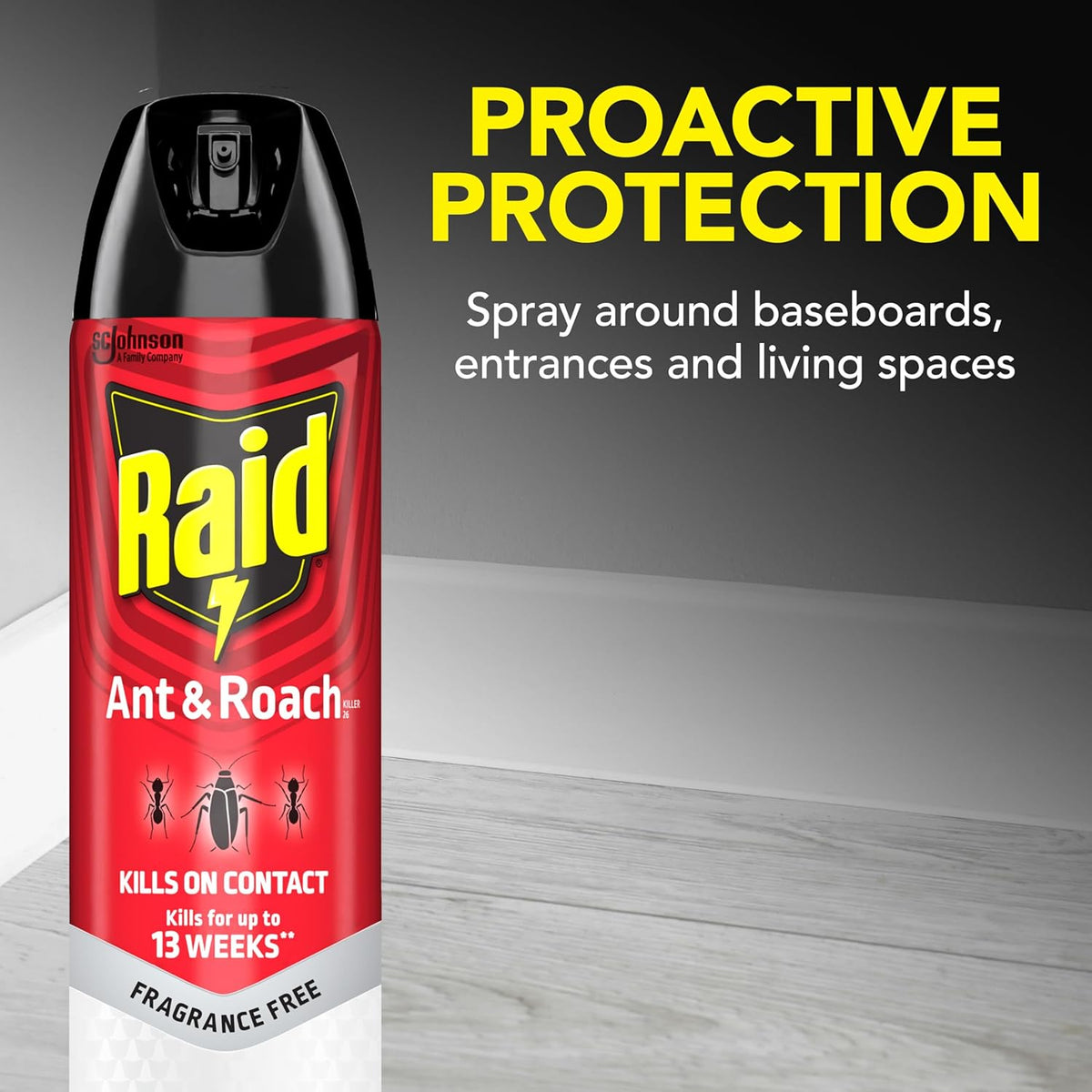 Raid Ant & Roach Killer 26, Fragrance Free Bug Killer for Home Use, Kills Bugs on Contact, 17.5 Oz