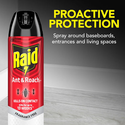 Raid Ant & Roach Killer 26, Fragrance Free Bug Killer for Home Use, Kills Bugs on Contact, 17.5 Oz