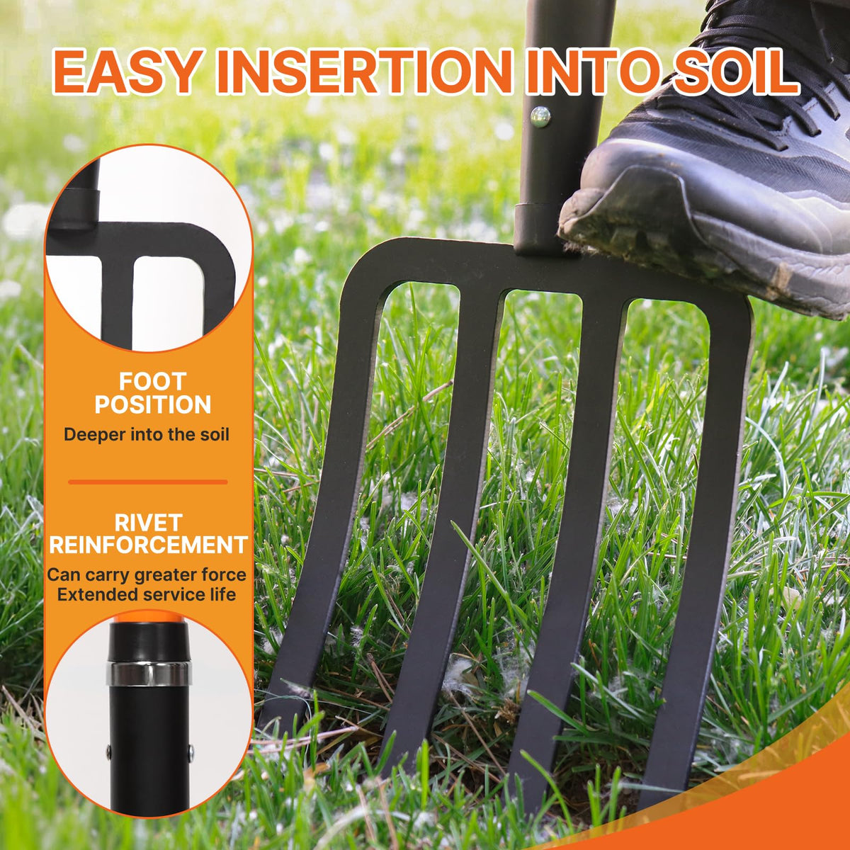 KOLEIYA 4-Tine Garden Fork,Heavy Duty Pitch Fork for Gardening,Digging Fork and Spading Fork for